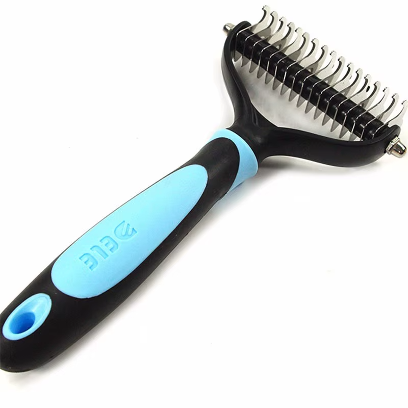Grooming Brush For Pet Dog Cat Deshedding Tool Rake Comb Fur Remover Reduce 2-Side Dematting Tool For Dogs Cats Pets Grooming Brush Double Sided Shedding And Dematting Undercoat Rake Hair Removal Comb