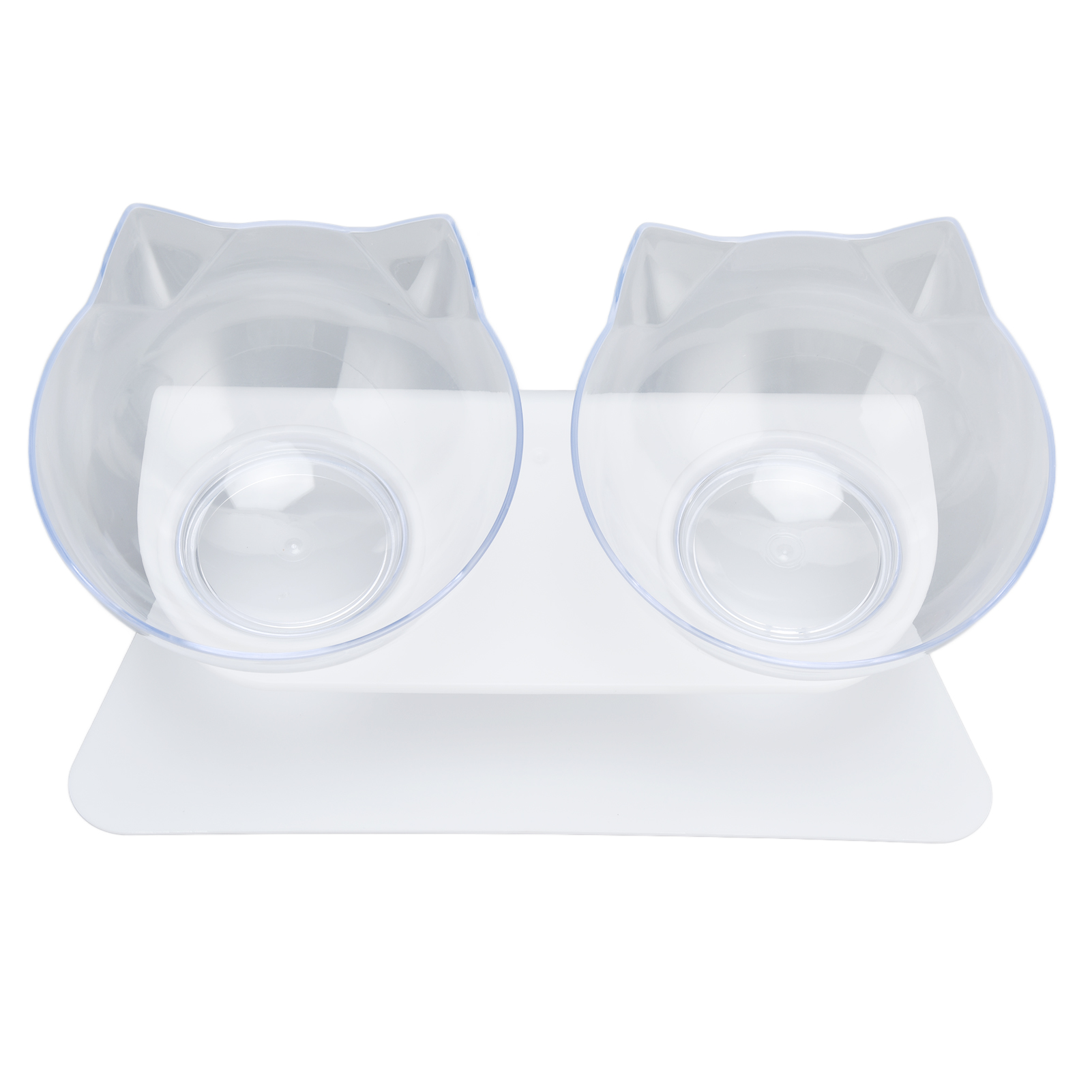 Non Slip Double Cat Bowl With Raised Stand Pet Food Cat Feeder Protect Cervical Vertebra Dog Bowl Transparent Pet Products