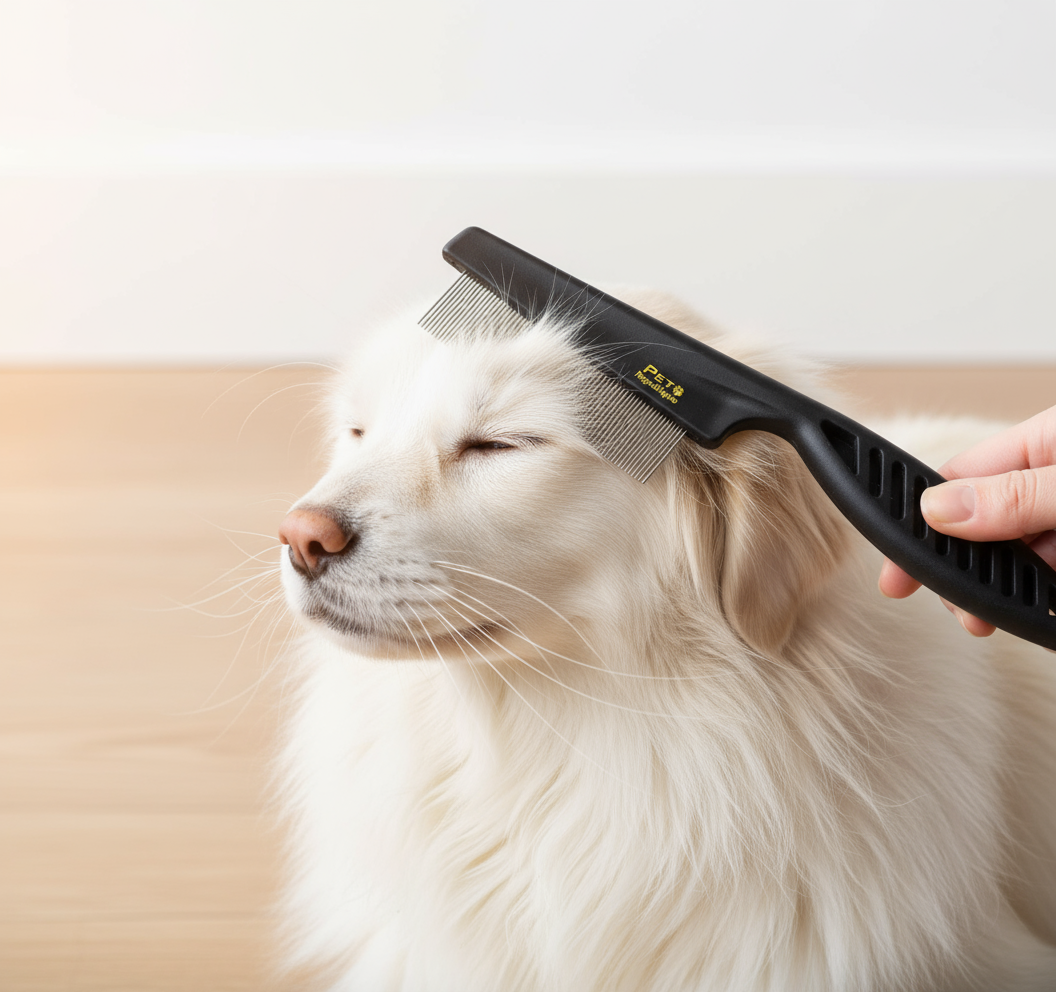 Dog Cat Going To Flea Comb