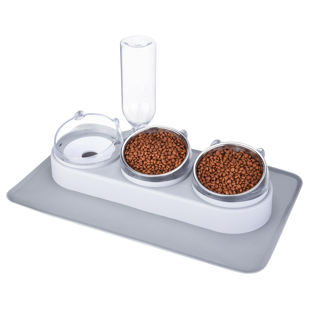 Pet Cat Bowl Automatic Feeder Dog Cat Food Bowl With Water Fountain Double Bowl Drinking Raised Stand