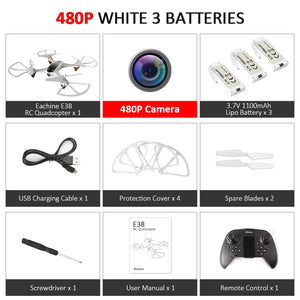 Eachine E38 WiFi FPV RC Drone 4K Camera Optical Flow 1080P HD Dual Camera Aerial Video RC Quadcopter Aircraft Quadrocopter Toys