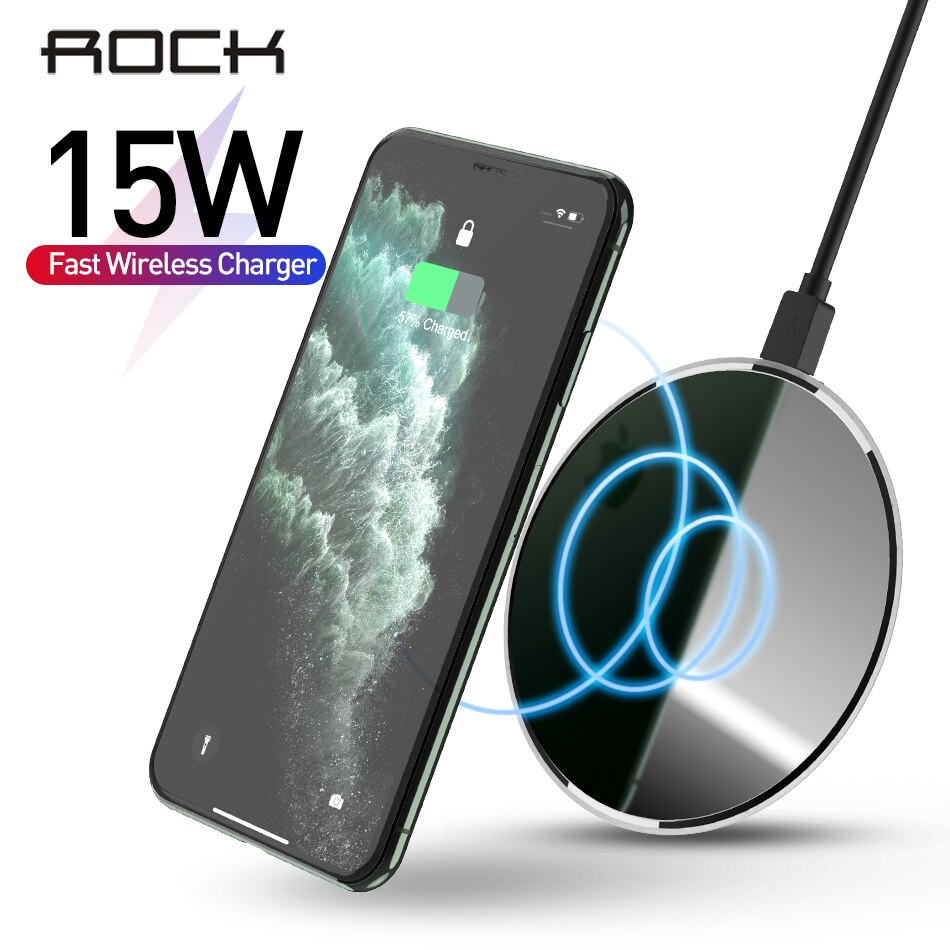 ROCK 15W Wireless Charger For Samsung S10 S8 S9 Note 9 iPhone 11 X 8P Mobile Phone USB Charging Pad Qi Fast Wireless Charger