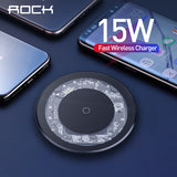 ROCK 15W Qi Wireless Charger for iPhone X XS MAX XR 8 Plus Samsung S10 Xiaomi 9 10W Wireless Charging Transparent