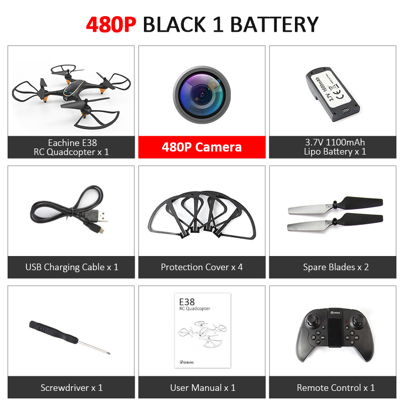 Eachine E38 WiFi FPV RC Drone 4K Camera Optical Flow 1080P HD Dual Camera Aerial Video RC Quadcopter Aircraft Quadrocopter Toys