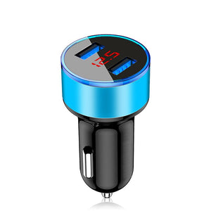 Dual USB Car Charger 2 Port LCD Display