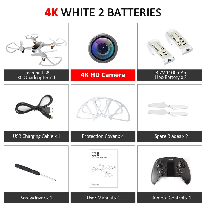 Eachine E38 WiFi FPV RC Drone 4K Camera Optical Flow 1080P HD Dual Camera Aerial Video RC Quadcopter Aircraft Quadrocopter Toys