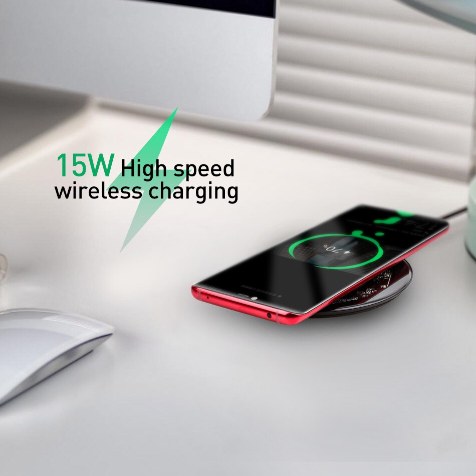 ROCK 15W Qi Wireless Charger for iPhone X XS MAX XR 8 Plus Samsung S10 Xiaomi 9 10W Wireless Charging Transparent