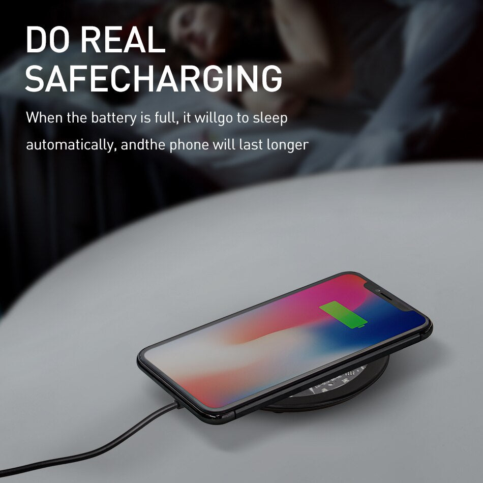 ROCK 15W Qi Wireless Charger for iPhone X XS MAX XR 8 Plus Samsung S10 Xiaomi 9 10W Wireless Charging Transparent