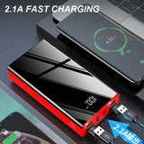 40000mAh Mirror Power Bank LED Digital Display Fast Charging 4 USB