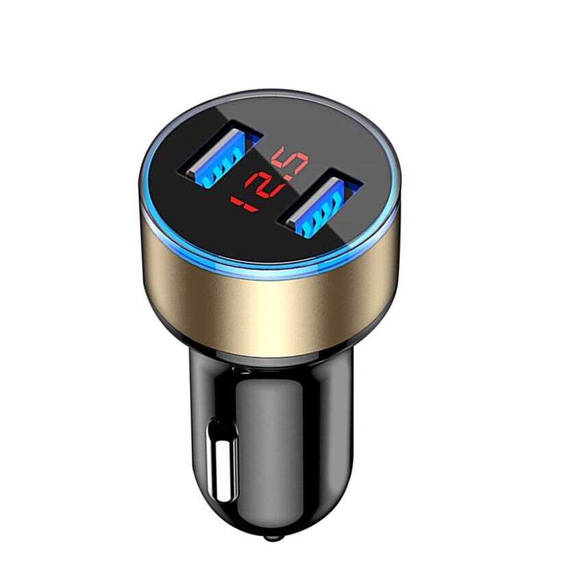 Dual USB Car Charger 2 Port LCD Display