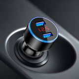 Dual USB Car Charger 2 Port LCD Display