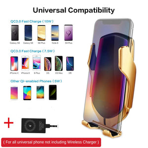 R1 Automatic Clamping 10W Car Wireless Charger For iPhone Xs Huawei LG Infrared Induction Qi Wireless Charger Car Phone Holder