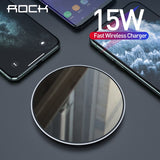 ROCK 15W Qi Wireless Charger for IPhone X XR XS Max 11 8 Plus Fast Wirless Charging for Samsung Xiaomi Phone Qi Charger Wireless