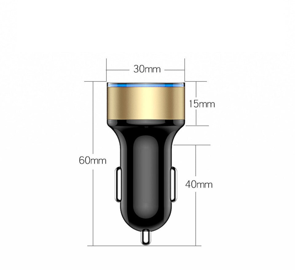 Dual USB Car Charger 2 Port LCD Display