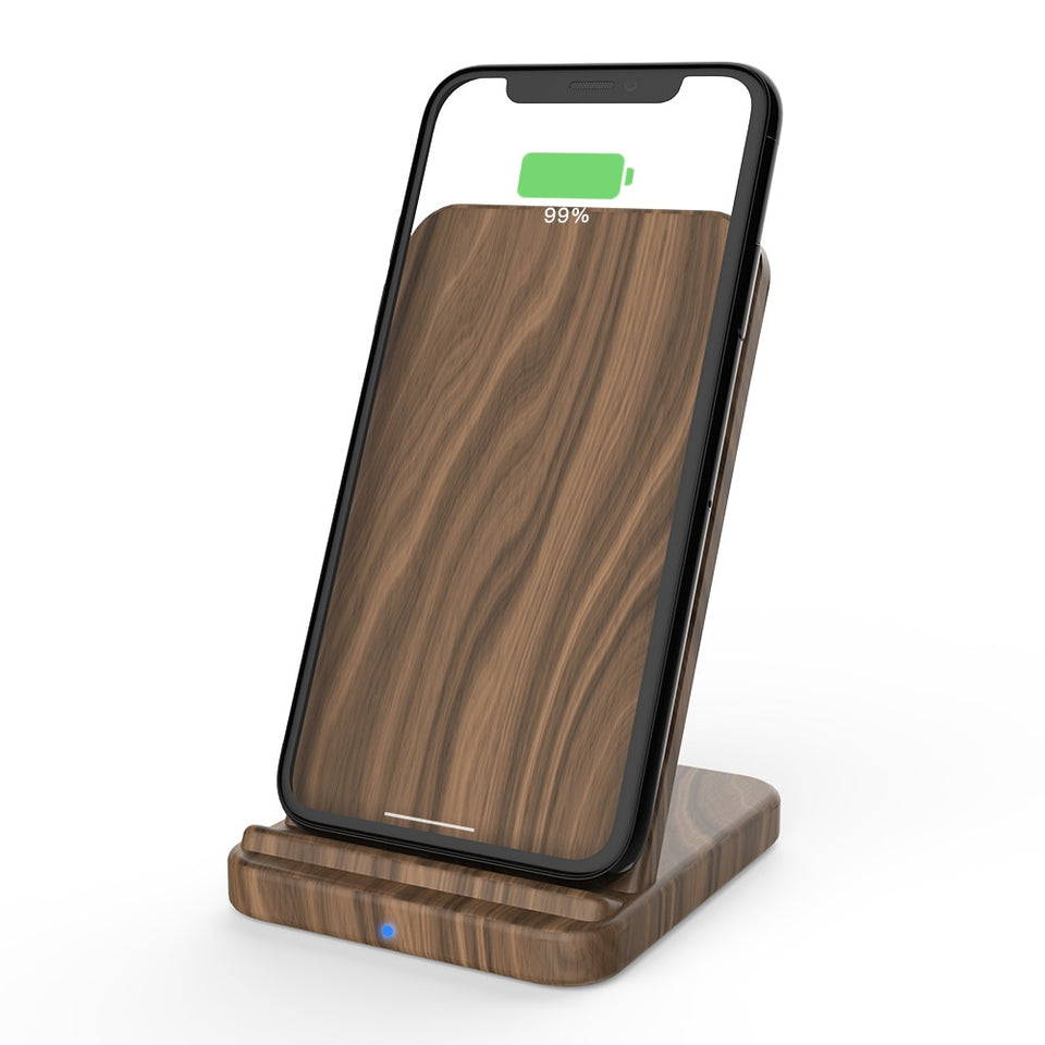 KEYSION 10W Wooden Qi Wireless Charger for iPhone 11 Pro XR XS Max Xiaomi mi 10 fast Wireless Charging Stand for Samsung S20 S10