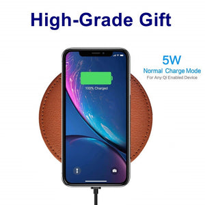 Tongdaytech Leather Qi Wireless Charger for iPhone X Xs 11 Pro MAX XR 8 Plus Wireless Charging Pad for Samsung S8 S9 Plus Note 9