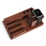 FULAIKATE Bamboo Wood Holder for iPhone6s Plus Bracket Desk Stand for Apple Watch Tablet PC Samrt Phone Rosewood Docking Station