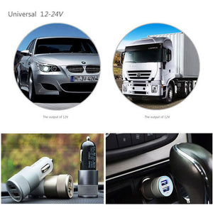 Dual USB Alloy Car Phone Charger Car-charger+Fast Charging Cord