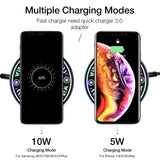 RAXFLY Magic Wireless Charger For iPhone X XS Max XR 8 Plus LED Lighting 10W Fast Wireless Charging For Samsung S10 S9 S8 Note 9