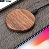 KEYSION 10W Wooden Qi Wireless Charger for iPhone 11 Pro XR XS Max Xiaomi mi 10 fast Wireless Charging Stand for Samsung S20 S10