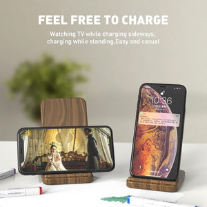 KEYSION 10W Wooden Qi Wireless Charger for iPhone 11 Pro XR XS Max Xiaomi mi 10 fast Wireless Charging Stand for Samsung S20 S10
