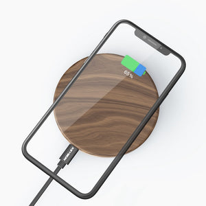 KEYSION 10W Wooden Qi Wireless Charger for iPhone 11 Pro XR XS Max Xiaomi mi 10 fast Wireless Charging Stand for Samsung S20 S10