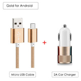 Dual USB Alloy Car Phone Charger Car-charger+Fast Charging Cord