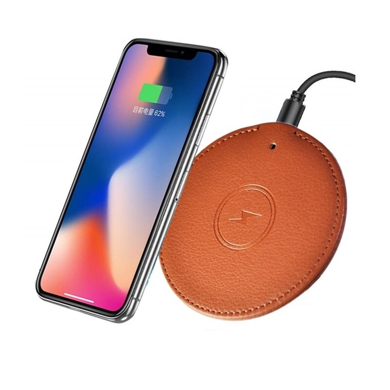 Tongdaytech Leather Qi Wireless Charger for iPhone X Xs 11 Pro MAX XR 8 Plus Wireless Charging Pad for Samsung S8 S9 Plus Note 9