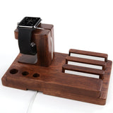 FULAIKATE Bamboo Wood Holder for iPhone6s Plus Bracket Desk Stand for Apple Watch Tablet PC Samrt Phone Rosewood Docking Station