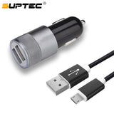 Dual USB Alloy Car Phone Charger Car-charger+Fast Charging Cord