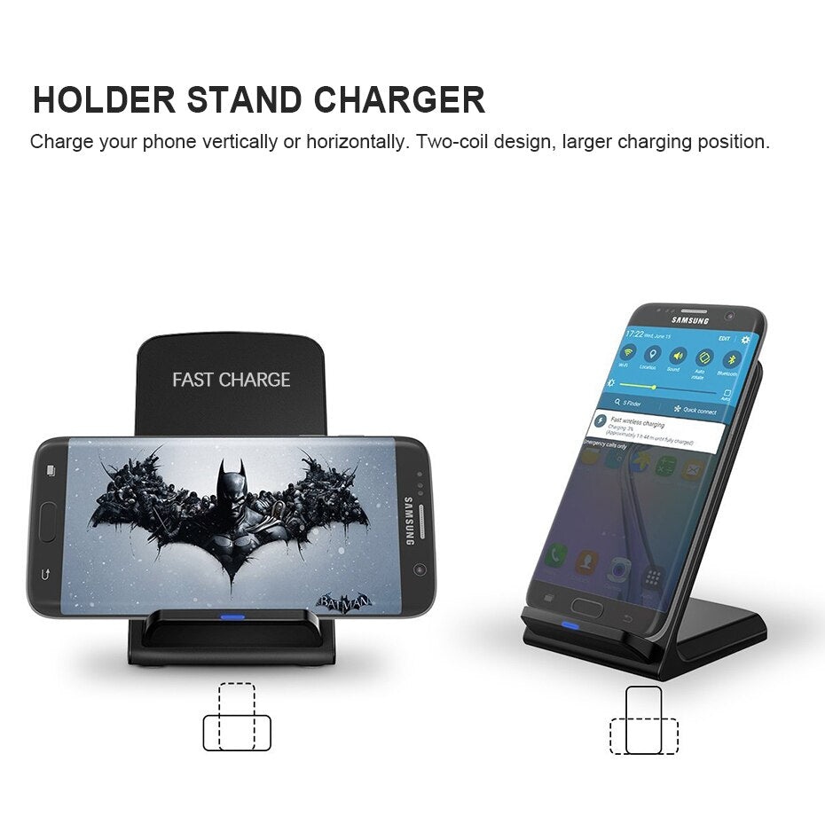 Double coil 10W Qi Wireless Charger For Samsung S10 S9 S8 Wireless Charging Dock For iPhone XS MAX XR X 8 Plus USB Charger