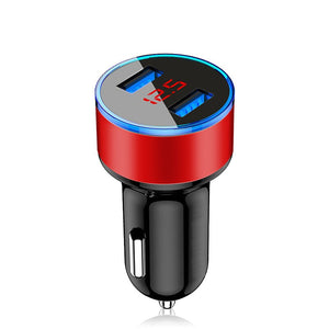 Dual USB Car Charger 2 Port LCD Display