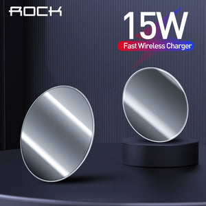 ROCK 15W Wireless Charger For Samsung S10 S8 S9 Note 9 iPhone 11 X 8P Mobile Phone USB Charging Pad Qi Fast Wireless Charger