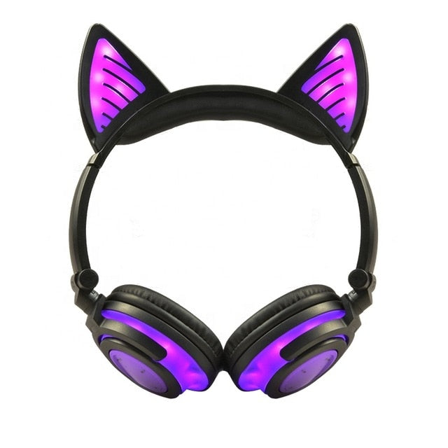 Holyhah Birthday Gift  Wireless  Bluetooth Earphone Foldable Flashing Cat