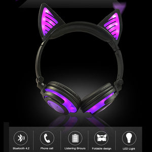 Holyhah Birthday Gift  Wireless  Bluetooth Earphone Foldable Flashing Cat