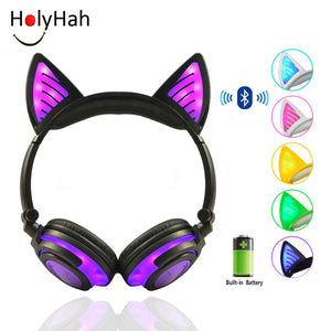 Holyhah Birthday Gift  Wireless  Bluetooth Earphone Foldable Flashing Cat