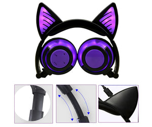 Holyhah Birthday Gift  Wireless  Bluetooth Earphone Foldable Flashing Cat