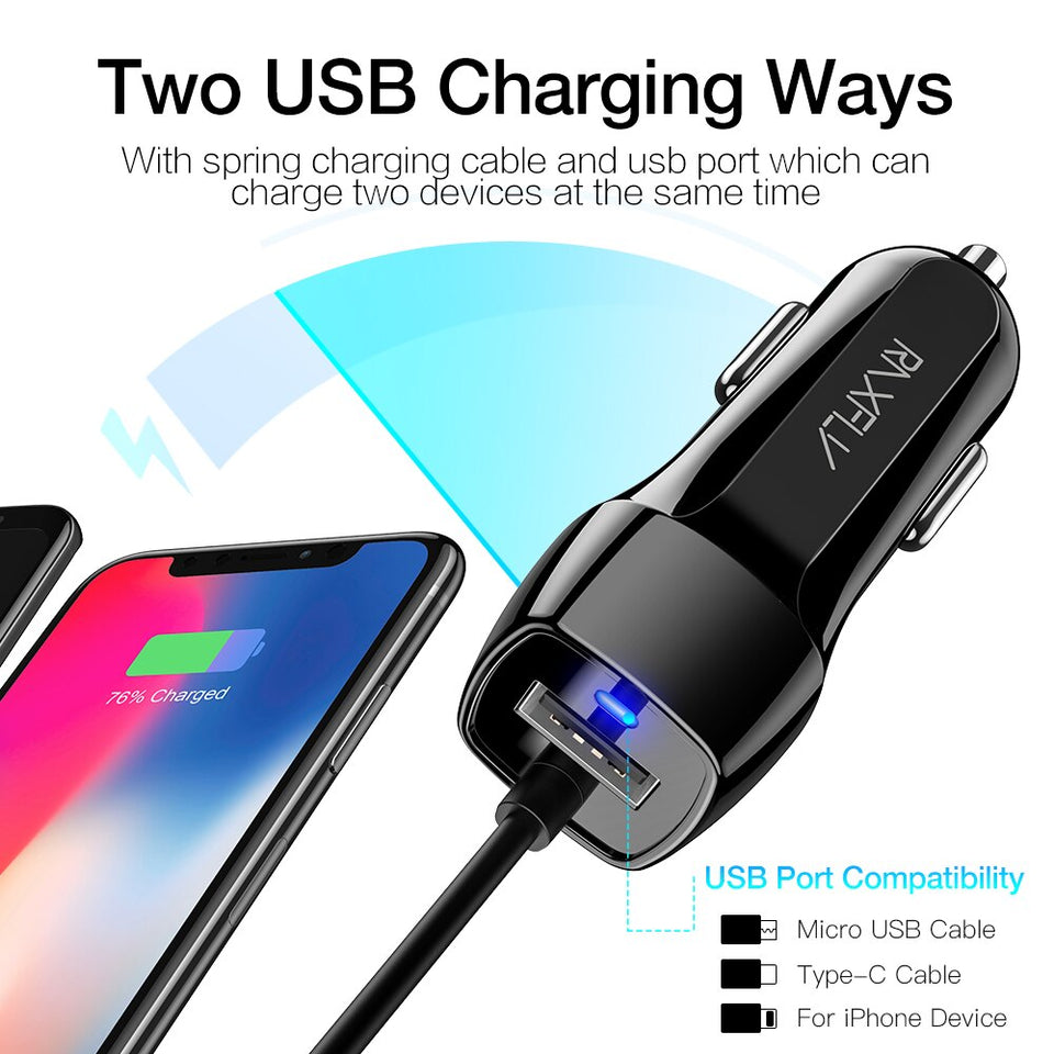 Car Charger For Mobile Phone Charger With USB Cable