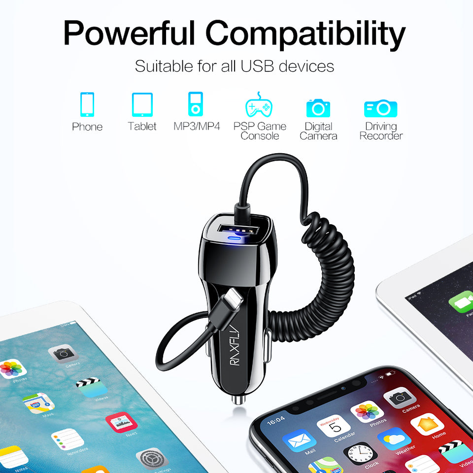 Car Charger For Mobile Phone Charger With USB Cable